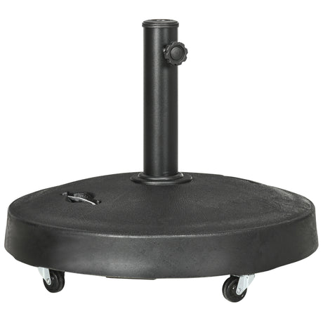 easycomfort easycomfort base per ombrellone da 23 5kg con 2 manovelle e rotelle in resina e acciaio 53x41 cm nera