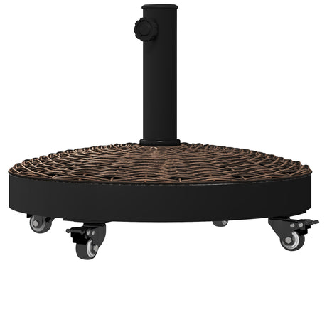 easycomfort easycomfort base per ombrellone da giardino rotonda a 4 ruote con freni in acciaio e resina 52x41 cm bronzo e nero