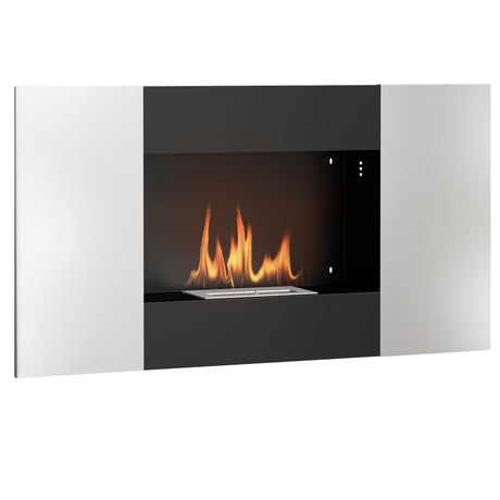 easycomfort easycomfort camino a bioetanolo 0 9l da parete in acciaio inox 100x15x54 cm nero e argento