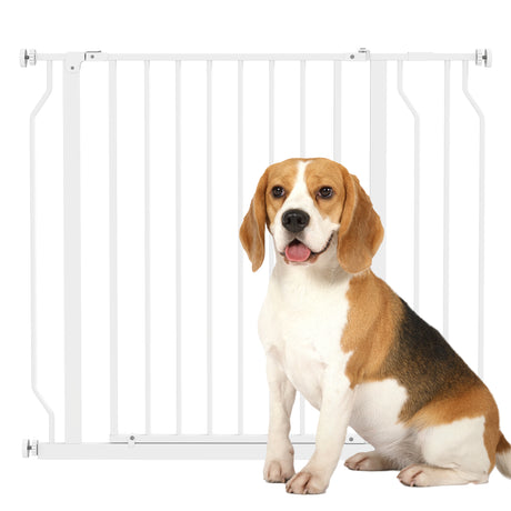easycomfort easycomfort cancelletto per cani a larghezza regolabile con doppio blocco in acciaio e abs 76x75 95 cm bianco