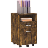 easycomfort easycomfort cassettiera da ufficio portadocumenti in legno con 2 cassetti e ripiano aperto 39x40x65 cm marrone