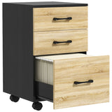 easycomfort easycomfort cassettiera ufficio con 3 cassetti e ruote portadocumenti con barre regolabili rovere e nero