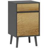 easycomfort easycomfort comodino con cassetto e armadietto moderno senza maniglie 40x39x69 cm grigio scuro e legno