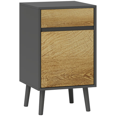 easycomfort easycomfort comodino con cassetto e armadietto moderno senza maniglie 40x39x69 cm grigio scuro e legno
