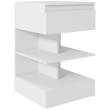 easycomfort easycomfort comodino moderno in truciolato e mdf con un cassetto e 2 ripiani 39x39x65 cm bianco
