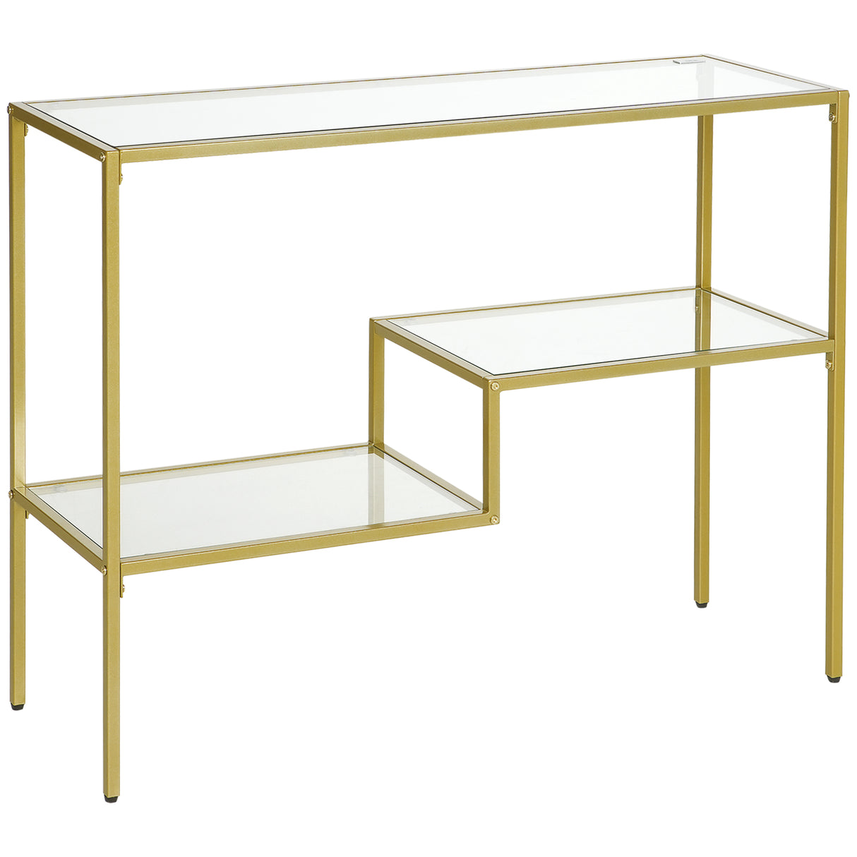 easycomfort easycomfort consolle da ingresso a 3 ripiani in acciaio e vetro temperato 100x32x76 cm oro