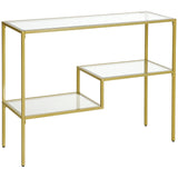 easycomfort easycomfort consolle da ingresso a 3 ripiani in acciaio e vetro temperato 100x32x76 cm oro