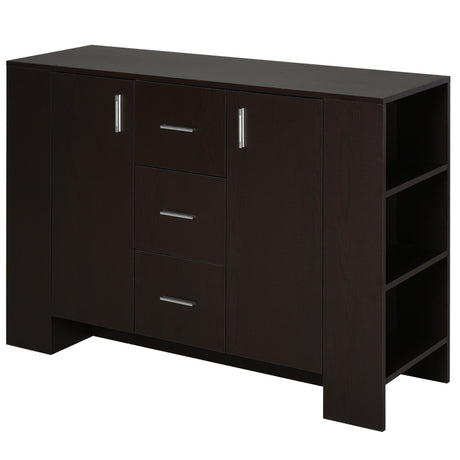 easycomfort easycomfort credenza in stile classico per sala da pranzo con 2 ante 3 cassetti e 3 ripiani in legno scuro 120 x 38 x 84cm ean 8054111848381