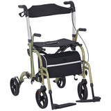 easycomfort easycomfort deambulatore pieghevole con poggiapiedi e borsa in alluminio pp e poliestere 59x104x88 101 cm giallo e verde