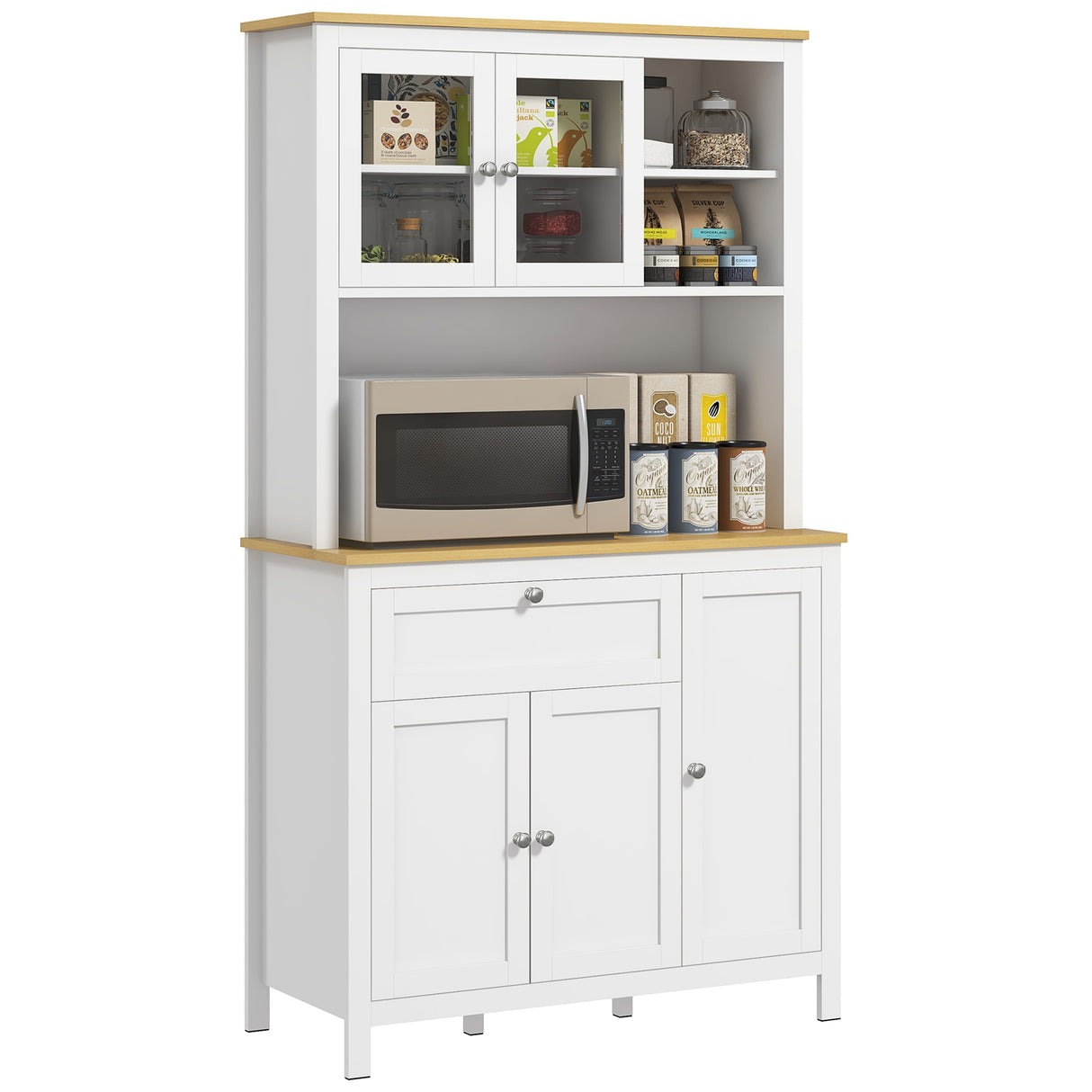easycomfort easycomfort dispensa cucina con cassetti ripiani aperti e scaffali regolabili in legno 100x40x180 cm bianco