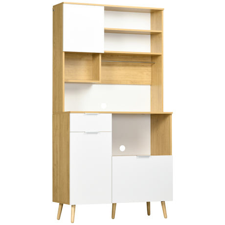 easycomfort easycomfort dispensa da cucina in truciolato con armadietti cassetti ripiani regolabili e appendino 93x40x180 cm