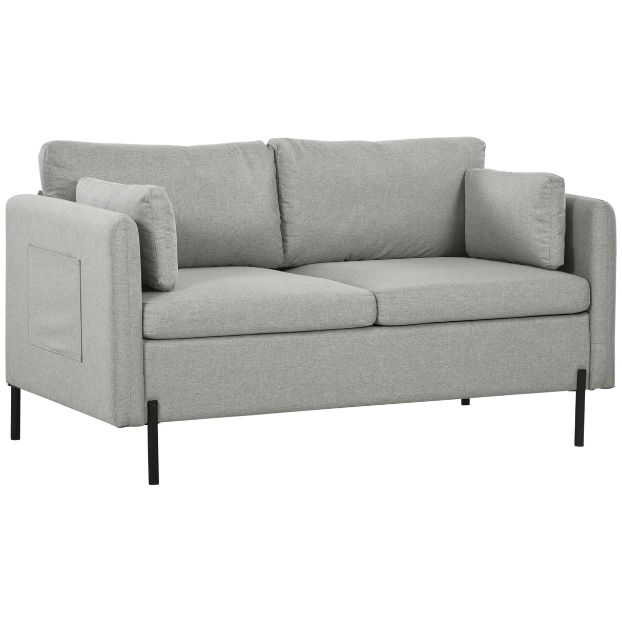 easycomfort easycomfort divano 2 posti per soggiorno in tessuto effetto lino e acciaio con tasche laterali 143x73x77cm grigio