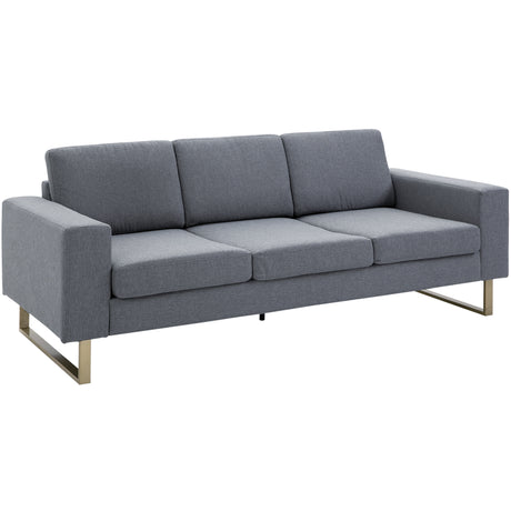 easycomfort easycomfort divano a 3 posti relax salotto con cuscini 200 82 78cm tessuto di lino grigio