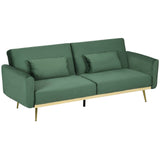 easycomfort easycomfort divano letto 3 posti con design clic clac e 2 cuscini in tessuto effetto velluto 206x81x83 cm verde
