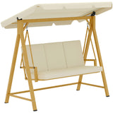easycomfort easycomfort dondolo da giardino 3 posti con tettuccio regolabile e cuscini 195x120x170 cm beige