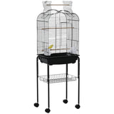 easycomfort easycomfort gabbia per uccelli con 3 posatoi 2 ciotole e 2 porte laterali in acciaio pp e legno 46x36x130 cm nera
