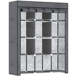 easycomfort easycomfort guardaroba in tessuto non tessuto e acciaio con 8 ripiani e 2 barre 125x43x162 5 cm grigio carbone