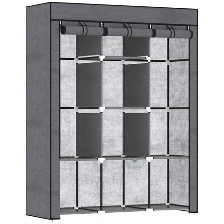 easycomfort easycomfort guardaroba in tessuto non tessuto e acciaio con 8 ripiani e 2 barre 125x43x162 5 cm grigio carbone
