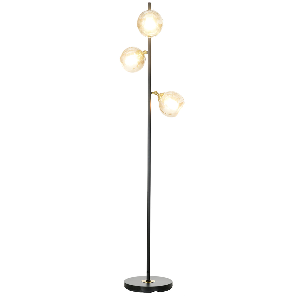 easycomfort easycomfort lampada da terra in metallo ad albero con 3 paralumi in vetro 36x162 cm nero e grigio