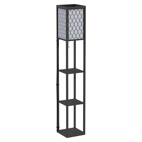easycomfort easycomfort lampada lampadina da terra salvaspazio con ripiani durevole cotone mdf 26 x 26 x 160 cm nero bianco ean 8054111842280