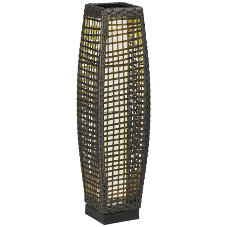 easycomfort easycomfort lampada solare da giardino con pannello di ricarica in acciaio e rattan 21x21x78 cm nero e grigio