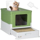 easycomfort easycomfort lettiera per gatti chiusa con paletta vassoio estraibile e 2 porte 47 5x35 5x36 7cm verde chiaro