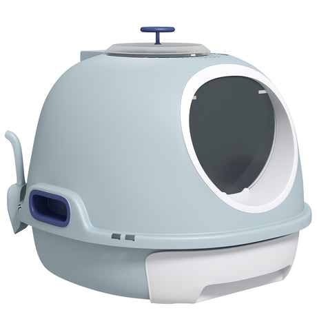 easycomfort easycomfort lettiera per gatti chiusa con vassoio estraibile 2 ingressi e paletta 47x55x44 cm azzurro