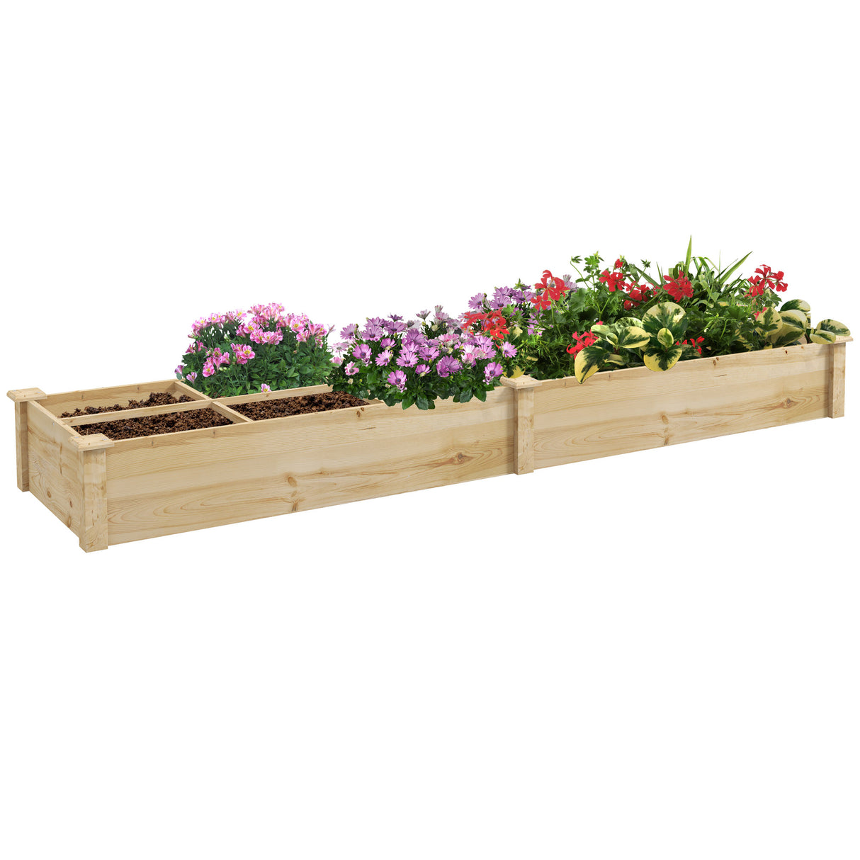 easycomfort easycomfort letto rialzato per orto e giardino con divisorio interno e fondo aperto 237x60x25cm legno naturale