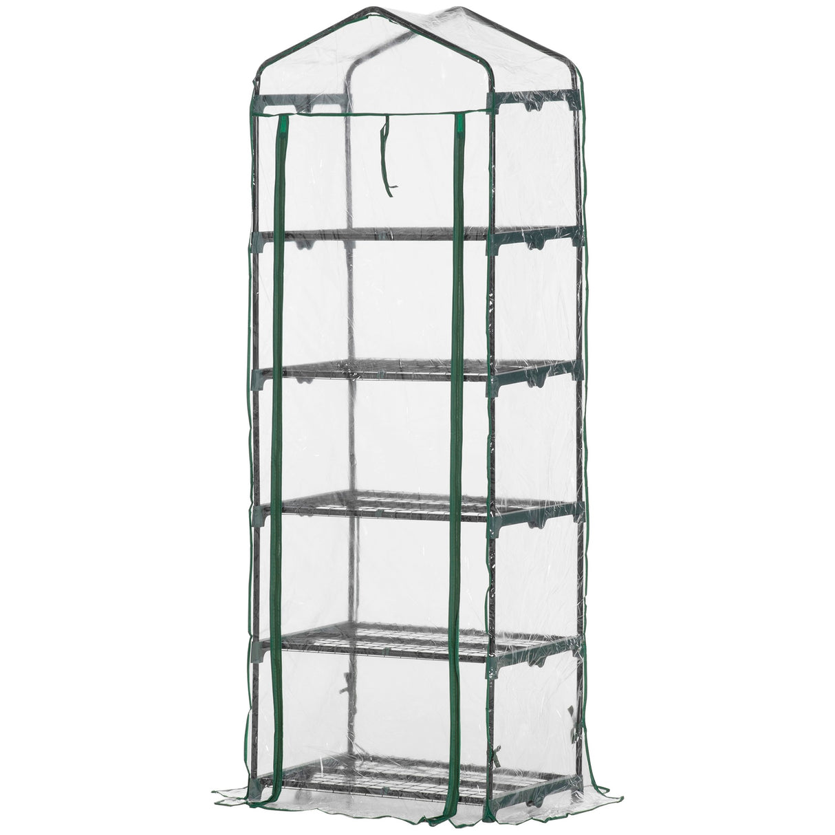 easycomfort easycomfort mini serra da giardino e terrazza per piante a 5 ripiani in acciaio con copertura in pvc 69x49x193 cm verde