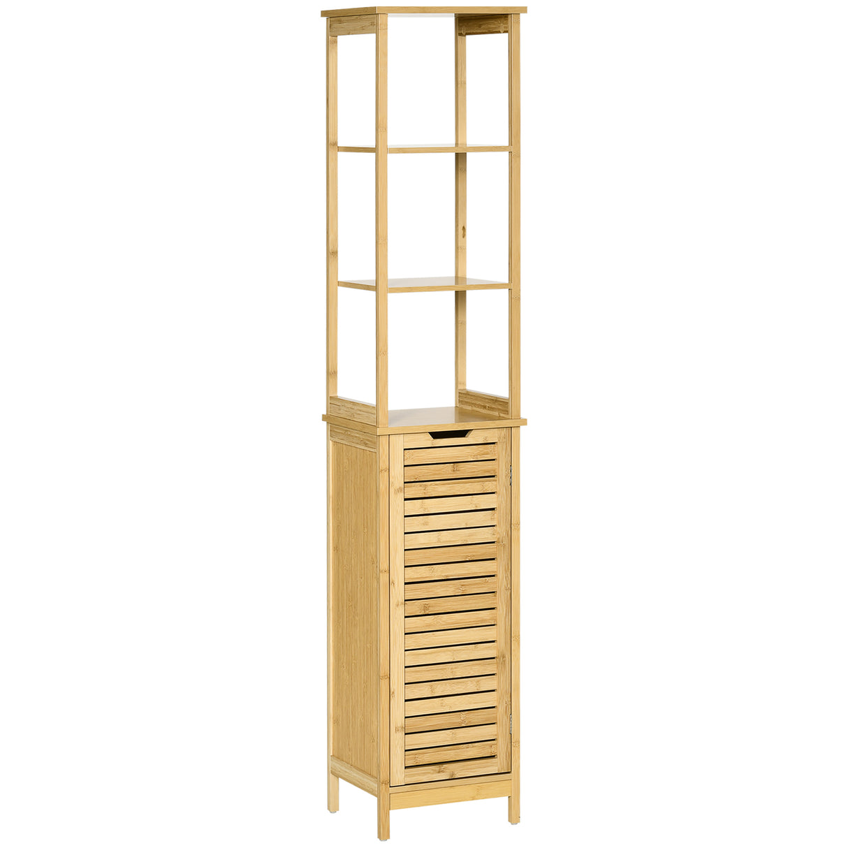easycomfort easycomfort mobile bagno a 3 ripiani e 1 credenza design a doghe bambu 34x30x173cm