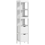 easycomfort easycomfort mobile bagno con 3 ripiani aperti e 2 cassetti in legno 30x30x141 2 cm bianco