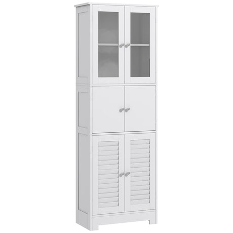 easycomfort easycomfort mobile colonna bagno con 3 armadietti e ante in vetro e a persiana 60x30x170 5cm bianco