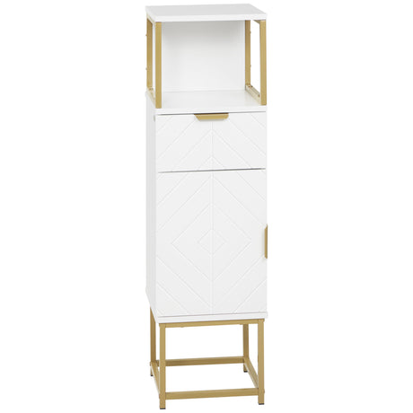 easycomfort easycomfort mobile colonna bagno con cassetto armadietto e ripiano in legno e metallo 30x30x105cm bianco