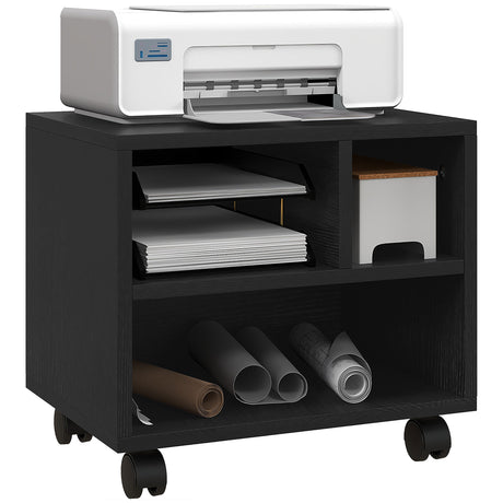 easycomfort easycomfort mobile porta stampante a 2 livelli con 3 scomparti e ruote per ufficio e studio 40x30x36cm nero