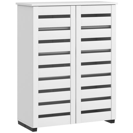 easycomfort easycomfort mobile scarpiera a 5 livelli con 4 ripiani regolabili e ante a doghe in legno 76x33px98 cm bianco