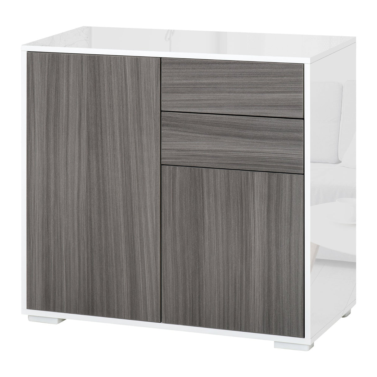 easycomfort easycomfort mobiletto 2 cassetti e 2 ante apertura a pressione mobile con 2 cassetti e 2 ante per casa e ufficio 79x36x74cm grigio chiaro e bianco ean 8054111846233