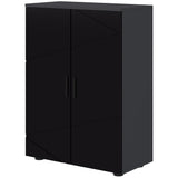 easycomfort easycomfort mobiletto bagno 2 ante in legno con 3 ripiani e chiusura ammortizzata 60x30x82cm nero