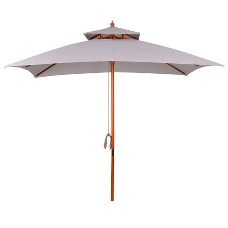 easycomfort easycomfort ombrellone da giardino 3x3m con 8 stecche in bambu e copertura parasole a 2 livelli grigio