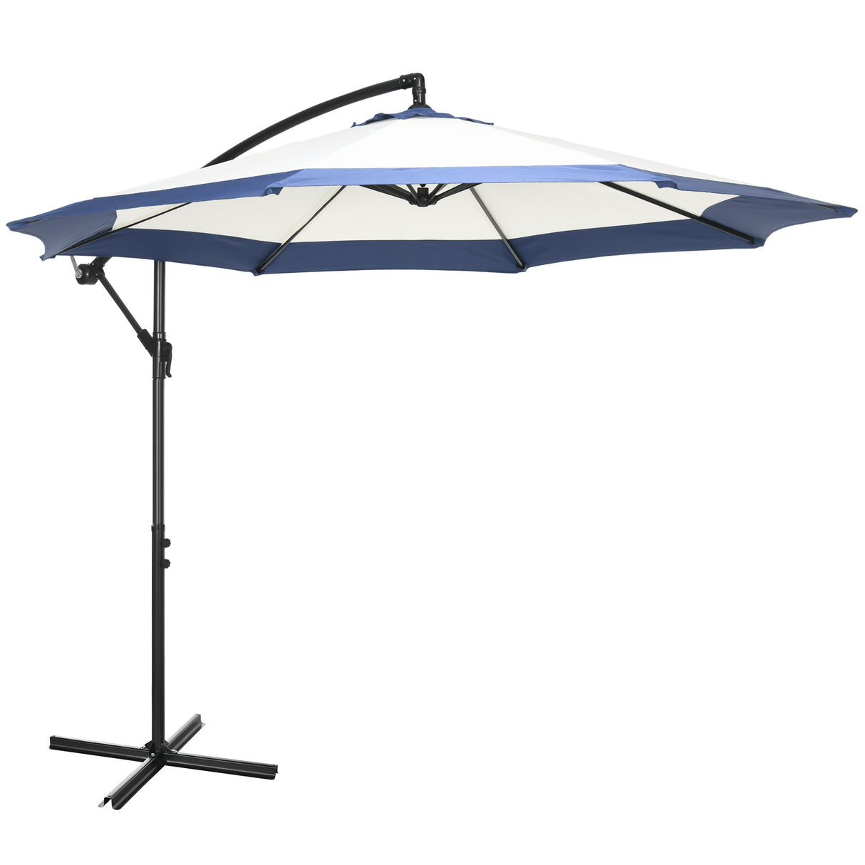 easycomfort easycomfort ombrellone da giardino a braccio 3x2 m con manovella metallo e poliestere blu scuro e crema