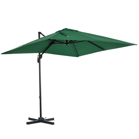 easycomfort easycomfort ombrellone da giardino a manovella 2 5x2 5 m con rotazione 360 e parasole regolabile verde