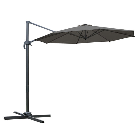 easycomfort easycomfort ombrellone da giardino a manovella e a 8 stecche con angolazione regolabile 2 95x2 5 m grigio