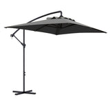easycomfort easycomfort ombrellone da giardino decentrato con base a croce e apertura a manovella 294x193cm grigio