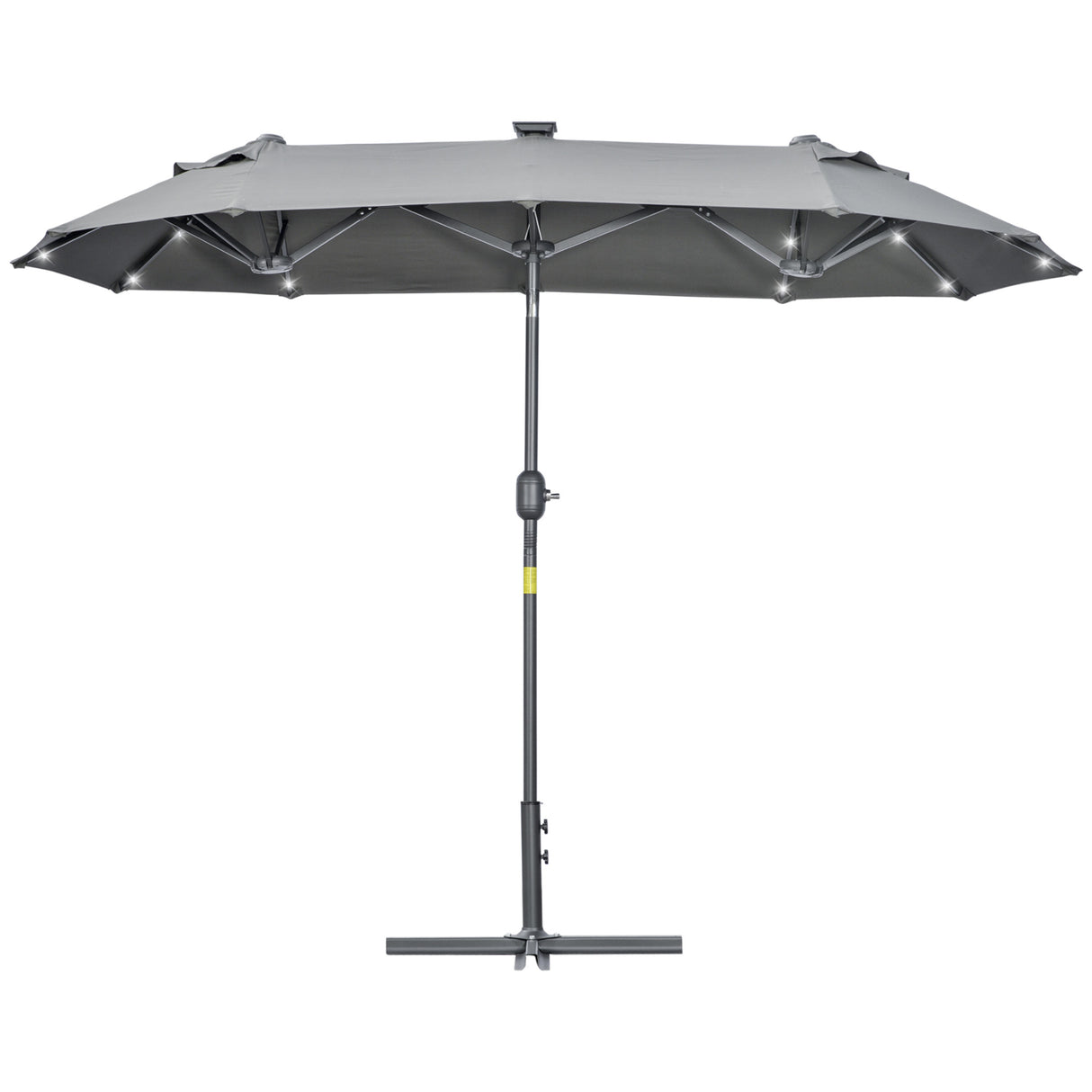 easycomfort easycomfort ombrellone doppio con base a crocee luci solari 295x150x219cm grigio