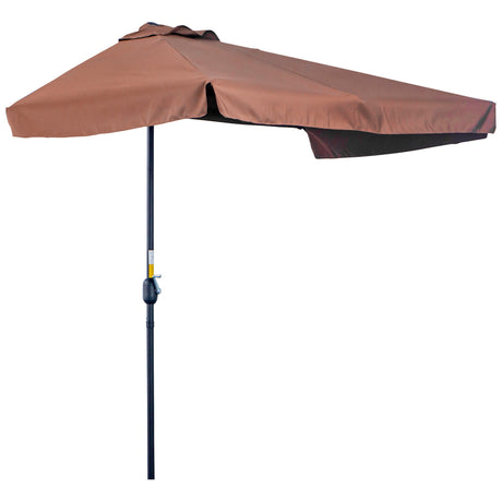 easycomfort easycomfort ombrellone semicircolare 2 3x1 3 m da terrazza e giardino per parete con manovella caffe