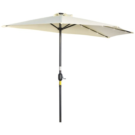 easycomfort easycomfort ombrellone semicircolare con manovella 20 luci led e pannello solare 265x135x240 cm beige