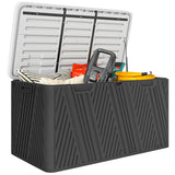easycomfort easycomfort panca contenitore 380l in hdpe con 2 maniglie laterali e leva a gas 115x60x60 cm nero e grigio