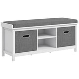 easycomfort easycomfort panca scarpiera con ripiano regolabile a 3 livelli e 2 cassetti in truciolato 105x35x47 cm bianca e grigia