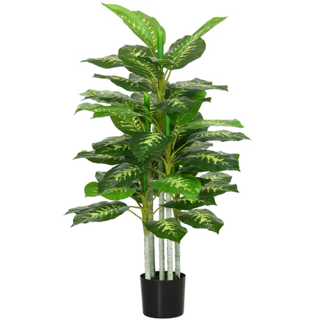 easycomfort easycomfort pianta artificiale decorativa alta 120 cm con vaso nero per interni ed esterni