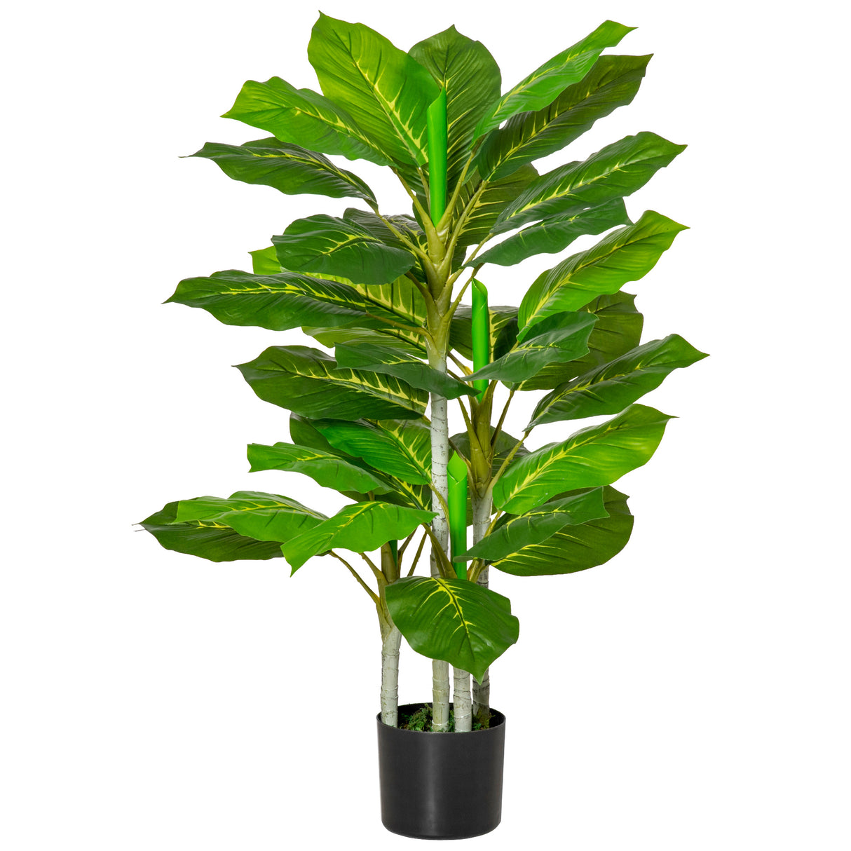 easycomfort easycomfort pianta verde artificiale da 95 cm e 33 foglie con vaso nero 15x13 cm in peva pe e cemento