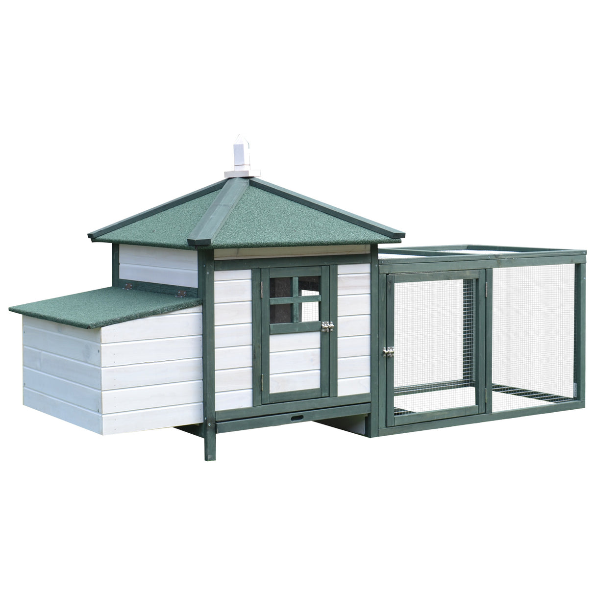 easycomfort easycomfort pollaio da giardino prefabbricato in legno 196x76x97cm bianco e verde